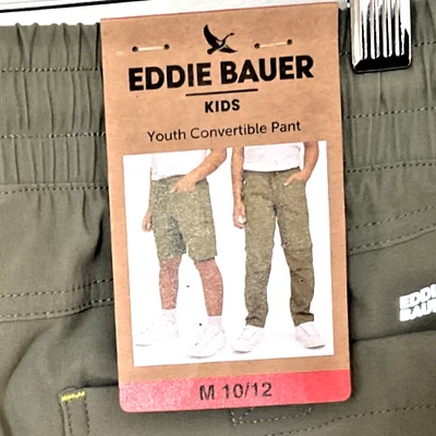 Pantalones convertibles Eddie Bauer para niños resistentes al agua verde oliva talla M 10/12 NUEVO Foto 1 de 4