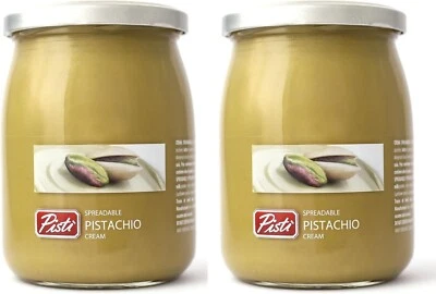 2 JARS of Pisti Sicilian Pistachio Cream Spread   Spreadable Paste Jar 600g each - Image 1 of 4