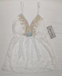 Top Miss Lady Made In Italy in pizzo bianco taglia S/M - Foto 1 di 5
