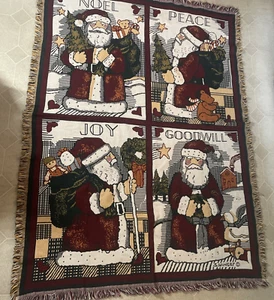 Neu Goodwin Weavers S Winget© Weihnachten Weihnachtsmann Überwurf Decke Fransen 49 x 72 - Bild 1 von 10