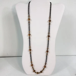 Vintage Monet Halskette Faux Bernstein schwarz goldfarben Station 30,75" - Bild 1 von 4