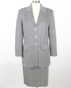 St John Marie Gray Evening 10 Rock Anzug Longjacke schwarz silber verziert - Bild 1 von 12