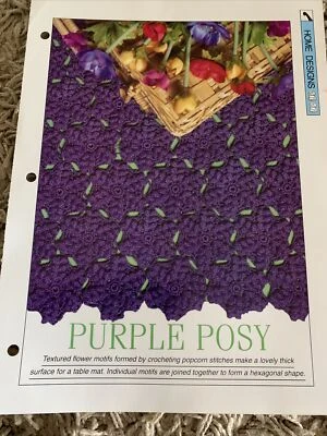 VINTAGE CREATIVE NEEDLES PATTERN - PURPLE POSY  CROCHET PATTERN IN 4Ply Yarn - Image 1 of 3
