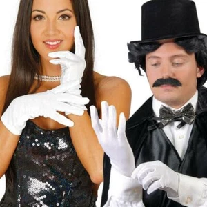 Adult White Gloves 25cm Magician Christmas Halloween Fancy Dress - Picture 1 of 1