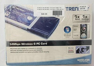 TRENDnet 54Mbps Wireless G PC Card TEW-421PC sealed new in box - Image 1 of 4