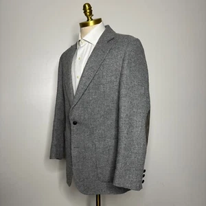 Custom Tailored Men’s 42R Blazer Solid Gray Sport Coat Jacket Wool Tweed Elbow - Picture 1 of 9