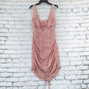 Missguided Dress Women 4 Pink Floral Sleeveless Lace Up Ruched Mini Boho Cottage - Picture 1 of 12