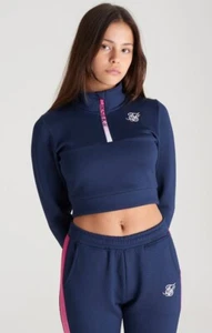 SikSilk Girls Navy Fade 1/4 Zip Track Top 11-12 Years - Picture 1 of 5