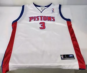 Detroit Pistons #3 BEN WALLACE Jersey Reebok NBA Swingman White Large Euc - Picture 1 of 10