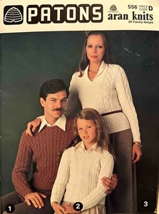 Patons Vintage Knitting Patterns #556 Aran Knits 20 Family designs - Picture 1 of 12