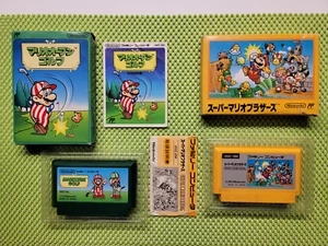 Mario Open Golf + Super Mario Bros. Nintendo Famicom FC CIB Complete - Picture 1 of 3