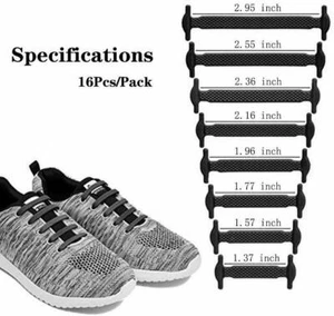 BLACK ~ No Tie Shoelaces ~ Elastic Shoe Laces Silicone Rubber ~ Lacing System - Picture 1 of 4