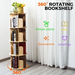 360° Rotating Bookshelf Bookcase Storage Shelf Freestanding Display Rack Stand - Picture 1 of 12
