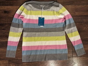 NWT Market & Spruce Cotton Blend Waffle Stitch Sweater Colorblock Size Medium - Picture 1 of 18