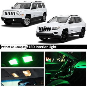 6x Green Interior LED Light Package Kit Fits 2007-2016 Jeep Patriot & Compass - Imagen 1 de 8