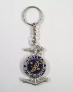 Alaska The Great Land Metal Spinner Keychain, Eagle, Stars - Picture 1 of 4