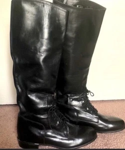 Justin Black Leather Knee High Lace Up Riding Boots, Excellent Condition - 5.5 - Picture 1 of 5