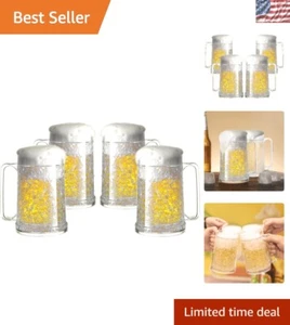 Set of 4 Double Wall Gel Frosty Freezer Ice Mugs - 16oz Stylish Drinkware - Picture 1 of 11