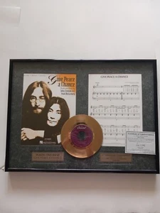 1997 JOHN LENNON KUNSTSTOFF ONO BAND GIVE PEACE A CHANCE 24K GOLD LIMITIERTE EDITION - Bild 1 von 8