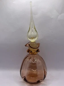 Vintage BLENKO RAINBOW Hand Blown Pink Glass Decanter Genie Bottle 12” MCM - Picture 1 of 13