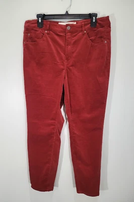 SOFT SURROUNDINGS High Rise Corduroy Skinny Pants Size 14P 14 Red Stretch 34x26 - Image 1 of 4