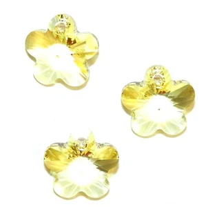 SCYL239 Jonquil Yellow 14mm Faceted Flower Drop Swarovski Crystal Beads 6pc - Picture 1 of 4