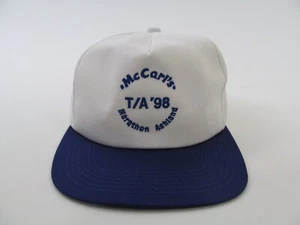 Vintage McCarl's Marathon Ashland T/A 98 Snapback Hat Cap White Blue Made In USA - Picture 1 of 9