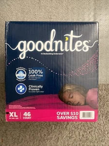 Goodnites Nighttime Bedwetting Underwear for Girls, XL (95-140 Pounds), 46 Count - Picture 1 of 3
