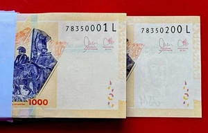 *Argentina 1000 pesos P.367 Bundle X 100 notes (2023) Suffix L - UNCIRCULATED - Picture 1 of 7