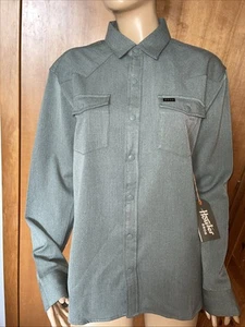 Howler Brothers Mens Medium Stockman Stretch LS Solid Htr Flannel Dark Olive NWT - Picture 1 of 11