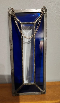 Atrapasoles de vidrio biselado con plomo azul cobalto 7 X 3" Foto 1 de 4