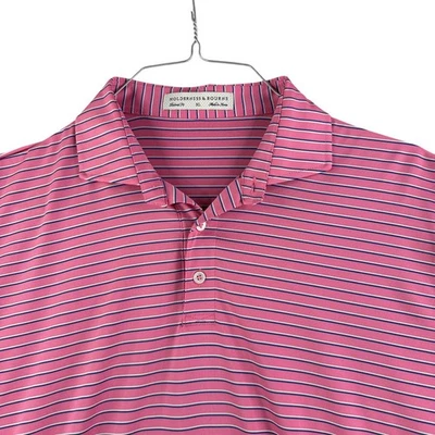 Camisa Polo Holderness & Bourne Para Hombre XL Rosa Rayas Rendimiento Golf Usada en Excelente Condición Foto 1 de 4