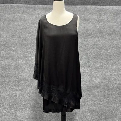 Vestido BCBGeneration para mujer mediano negro asimétrico encaje ribete sin mangas cambio Foto 1 de 4