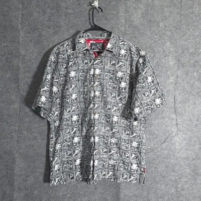 Pelagic Fishing Co. Camisa Para Hombre XL Gris Palmera Estampado Tiburón Abotonada Náutica Foto 1 de 4