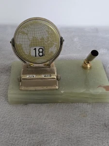 Vintage Desk Calendar, Fountain Pen Holder w/ marble base - Picture 1 of 3