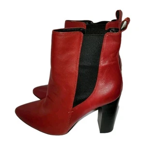 Vince Camuto Leather VC-BRITSY Bootie Red Black Size 10M Pointed Toe 4" Heel - Picture 1 of 11