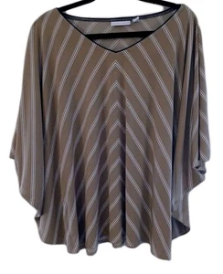 Susan Graver Womens Scarf Top XL Liquid Knit Stripe V-Neck Kaftan Sleeve QVC EUC - Picture 1 of 12