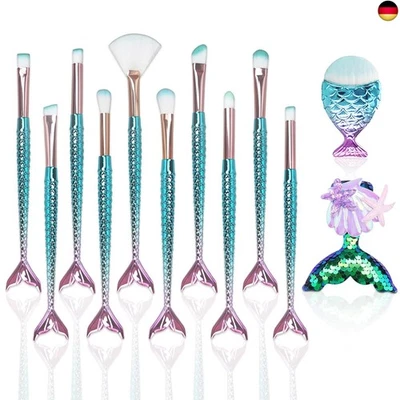 12PCS Make-up Pinsel Set mit Meerjungfrau Schönheit Haarclip, Frauen  - Bild 1 von 4