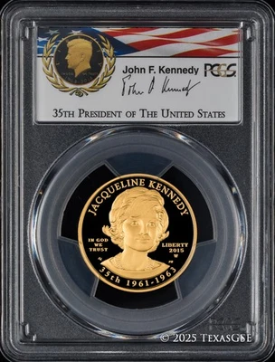 Монета первого супруга Жаклин Кеннеди 2015-W $10 PCGS PR69 первый удар - Камелот - Изображение 1 из 2