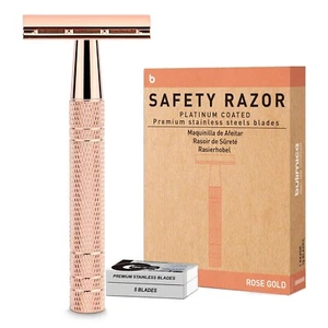 Rosegold Double Edge Rasierer mit 10 platinbeschichteten Rasierklingen - Bild 1 von 9