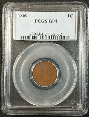 1869 Indian Head Cent PCGS G04 2094.04/24152632 Exquisite Coin Rare - Image 1 of 4