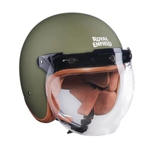 Royal Enfield Leather Trim Helmet(V) BTL Green L-600MM | Fit: Regular - Picture 1 of 12