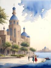 Baku Azerbaijan Watercolor Painting Country City Art Print