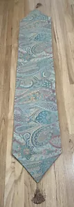 Vintage Table Runner Paisley Pattern Green Peach Yellow Cotton Poly 68"x12" USA - Picture 1 of 9