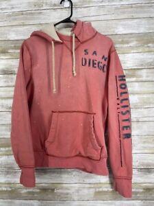 Hollister California San Diego Weathered Red Hoodie with front pocket Size Small