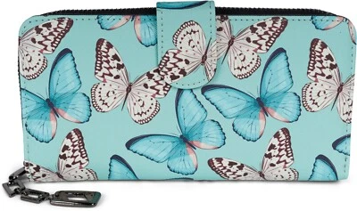 Damen Geldbörse mit Schmetterling Mustern, Vintage, Reißverschluss, Portemonnaie - Bild 1 von 4
