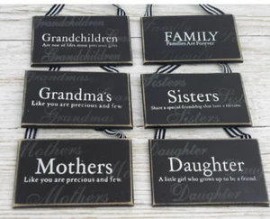 Plaque Mother Grandchildren Family Sister Daughter Grandma Wooden Black & White - Picture 1 of 3
