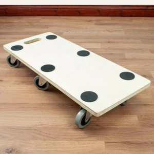 Heavy Duty 6 Wheel Transport Roller - 68cm x 29cm Wooden Dolly Trolley - Picture 1 of 7