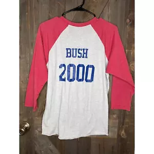 Vintage Bush 2000 Baseball Style Tee – White with Red Accents Size M/L - Picture 1 of 6