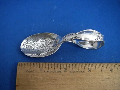 Colher de bebê Reed & Barton Sterling MONDAY'S CHILD alça laço-Louise-1909 - Imagem 1 de 4